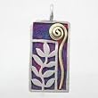 Fern Leaf Pendant with Gold Fill Swirl Accent in Sterling Silver and Patina, #9165