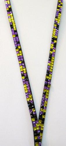 Purple, Gold, & Black Rhinestone Lanyard Identification Holder -Celebrate LSU Tigers Football of NFL Minnesota Vikings with this sparkling 