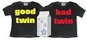 Good Twin And Bad Twin Twin Set Baby & Toddler Funky Baby Clothing T-Shirt Sizes 12-18 months WHITE/BLACK in funky Milk Carton