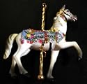 White Floral Merry-Go-Round Carousel Horse Christmas Ornament