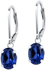 2.00 Ct Oval Blue Simulated Sapphire 925 Sterling Silver Dangle Earrings