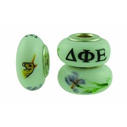 Delta Phi Epsilon Sorority Hand Painted Fenton Glass Bead