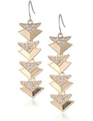 Kensie "Naughty and Nice" Gold-Plated Pave Triangle Drop Earrings
