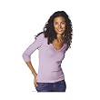 Womens - Cotton Spandex Baby Rib 3/4 Sleeve V-Neck