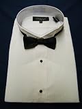 Tuxedo Dress Shirt w/ Bow Tie 60% Cotton 40% Polyester 1/8 Pintuck (Pleat) Wing Tip Collar