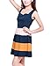 Allegra K Women Stripe Sleeveless Colorblock Short Skater Tank Dress,Dark Blue,Large