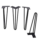 DIY家具　テーブル脚　インテリア　スチール脚　アンティーク調鉄脚　16インチ　黒　4本入り