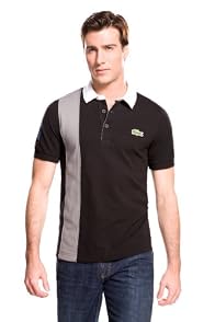 Short Sleeve Color Block Polo Shirt With Vertical Stripe