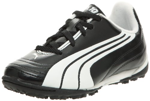 Puma Jr V6-10 TT, Chaussures entrainement football mixte enfant - Noir/Blanc, 28 EU