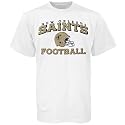 Reebok New Orleans Saints White Short Sleeve Stacked Helmet T-Shirt