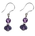 Preciozzo Boucles d'oreilles en Améthyste et cristal à facettes sur Argent massif 925