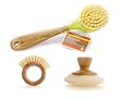 Full Circle Bamboo Brush & Scrubber - 3pc Dish Pot & Vegetable Cleaning Set