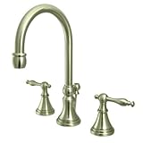 Kingston Brass KS2988NL+ Governor Widespread Lavatory Faucet with Brass Pop-Up and Metal Lever Handle, Satin Nickel