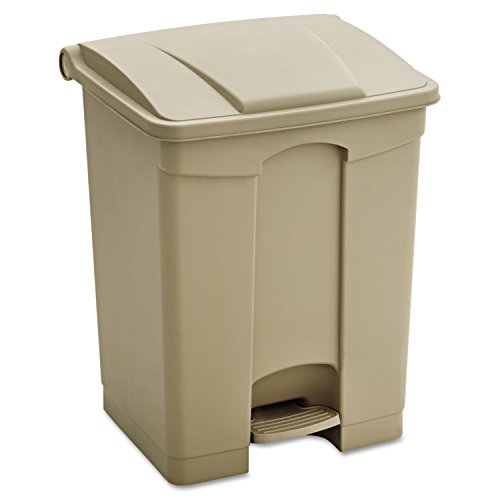 Safco Products 9922TN Plastic Step-On Waste Receptacle, 17-Gallon, Tan