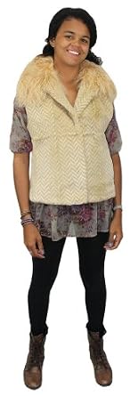Online Fashion Boutiques : Bergama Sheared Rabbit Vest with Tibet Lamb Collar - Medium - Beige Best Price