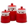Ronnie's Terramoto Ceramic, 3-Piece Canister Set, Cherries
