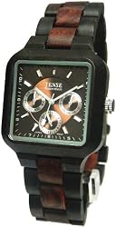Tense Mens Multi-Eye Dark/Light Sandalwood Wood Watch B7305DS