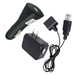 USB Charging Cable, Travel Wall Plug and Car Charger Plug for Jawbone 1 (DSP-5P-01 / PWR-DC)
