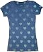 Apparel : Heart Breaker Distressed Navy T-Shirt with Green Hearts