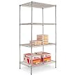 Alera Wire Shelving Starter Kit, 4 Shelves, 36w x 24d x 72h, Silver