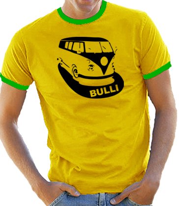 Touchlines Herren Kontrast / Ringer T-Shirt VW Bulli, yellow/green, L, B5086 Preisvergleich