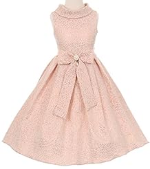  Jacquard  Tea Length  Dress With a Ribbon  and Rhinestones and Pearls