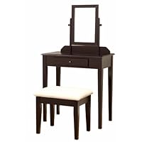 Frenchi Furniture Wood 3 Pc Vanity Set in Espresso Finish