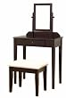 Frenchi Furniture Wood 3 Pc Vanity Set in Espresso Finish