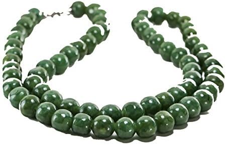 KARATGEM Natural Jadeite Jade Necklace Beads 7mm 68 pcs 18 Strain Dark Green Color by Karatgem