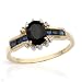 Genuine Morne Rouge (TM) Ladies Ring. 1.55 Ctw. Dark Blue Sapphire, H - I Diamond And Blue Sapphire Gemstones - 10K Yellow Gold Ring. Finger Size 7. 100% Satisfaction Guaranteed.