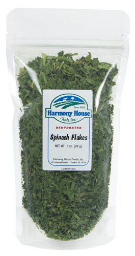 Harmony House Foods Dried Spinach Flakes (.5 oz, ZIP Pouch) for Cooking, Camping, Emergency Supply, and More