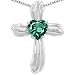 Candygem 925 Sterling Silver Simulated Heart Shape Emerald Cross Pendant By Venezia Designs. Free 18inch Silver Chain. Free High End Gift Box.