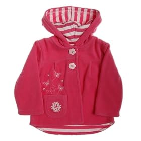 Chelsea Football Club Girls Microfleece Hooded Jacket with Butterfly Embroidery (Cerise, 6 to 9 Months)