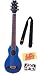 Washburn RO10 Rover Steel String Acoustic Travel Guitar Bundle with Strap, Pick Card, and Polishing Cloth - Transparent Blue