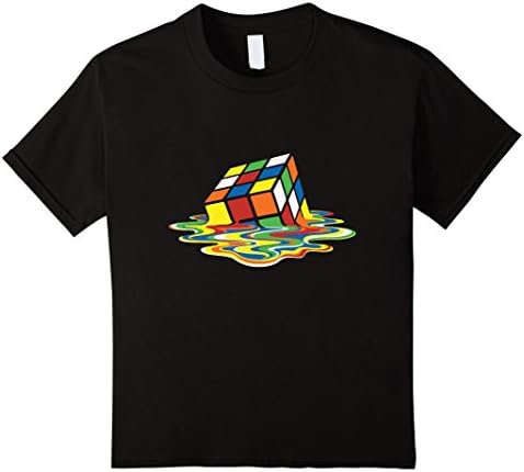 Kids Rubiks Cube- Melted Rubik Cube Graphic T Shirt 12 Black