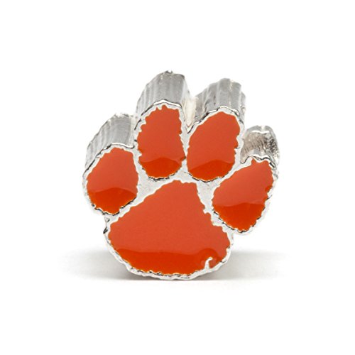 Clemson University Tiger Paw Bead Charm - ORANGE - Fits Pandora & Others
