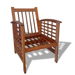 VIFAH V435 Outdoor Wood Lounge Chair, Natural Wood Finish, 24 by 30 by 33-Inch