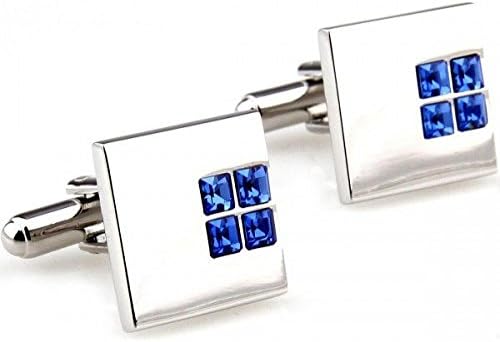 SunShine Day Tateossian Cufflinks Romance Four Pieces Of Blue Crystle Plating Steel Square Cufflinks