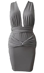 V-neck Ruched Polyester Sleeveless Midi Dress 