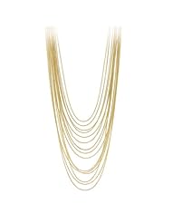 Sterling Silver or Goldtone Finish or Rose Goldtone Finish or Back Rhodium Plated 15 Strand Bib Necklace, 17"