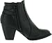 Top Moda TAIL-3 Women's Buckle Stacked Block Heel Chelsea Ankle Booties
