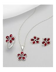 Flower Colored Enamel Earrings In 92.5 Sterling Silver