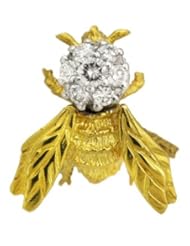 Diamond 18k Two Tone Gold Bee Brooch Pin