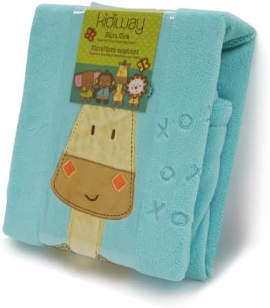 Kidiway Micro Mink Blanket, Blue Giraffe