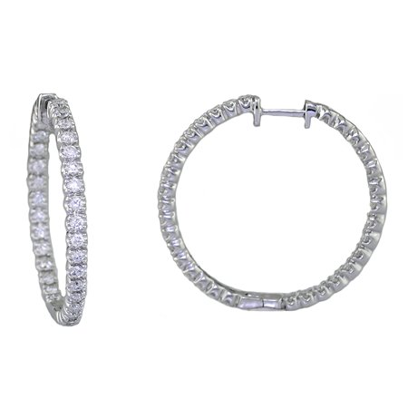2 Ct. Diamond Inside-Out Hoop Earrings in 14K White Gold SI Clarity G-H Color