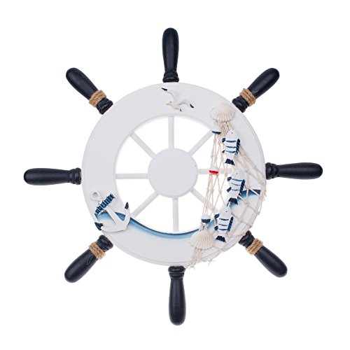 BALORAY 12.5 inch Ship Helm Wheel Ornamental Home Nautical Rustic Wall Marine Decor Wood Pirate Ship Helm Wheel for Coffee Shop, Bar,Pub