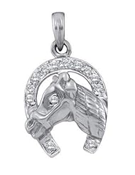 14KT White Gold 0.11 CTW Round Diamond LDIES Fashion HORSE Pendant