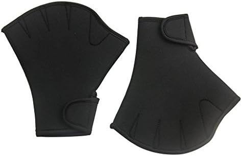 Umermaid Training Swimming Gloves Fingerless Webbed Water Resistance Neoprene 1 pair (Black, Medium)