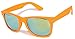 Vintage Retro Classic Mirror Reflective Revo Lens Wayfarer Style Sunglasses - 80's Fashion - Mens or Womens - Over 20 Colors Available (Mirror Lens - Orange Frame)