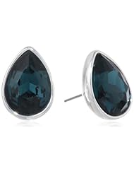 Napier "Color Sparklers" Silver-Tone Sparkling Blue Pear Shape Button Earrings